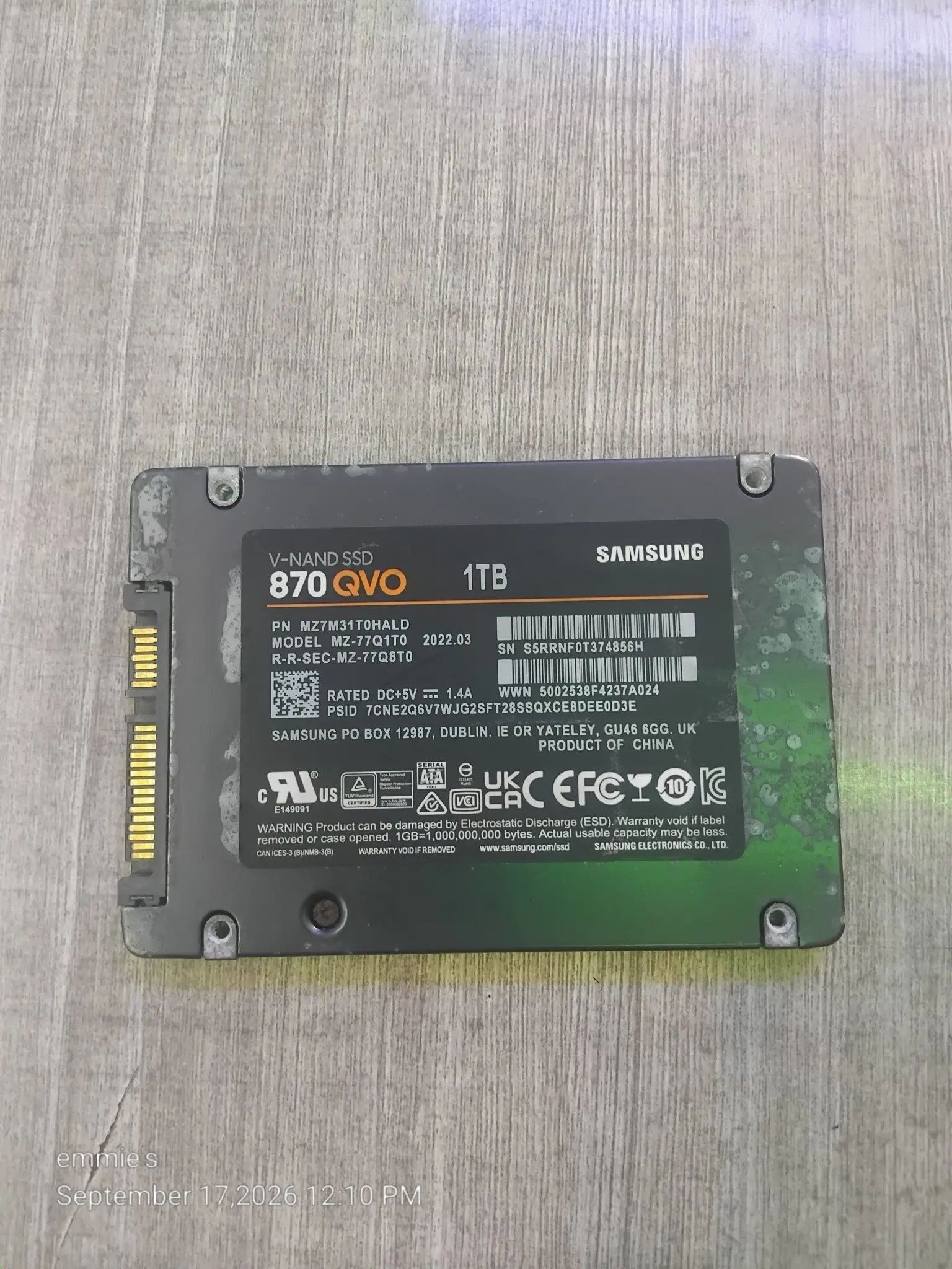 SSD 1tb need 195pin mzuzu 0998962293 V-NAND SSD 870 870QVO QVO 1TB