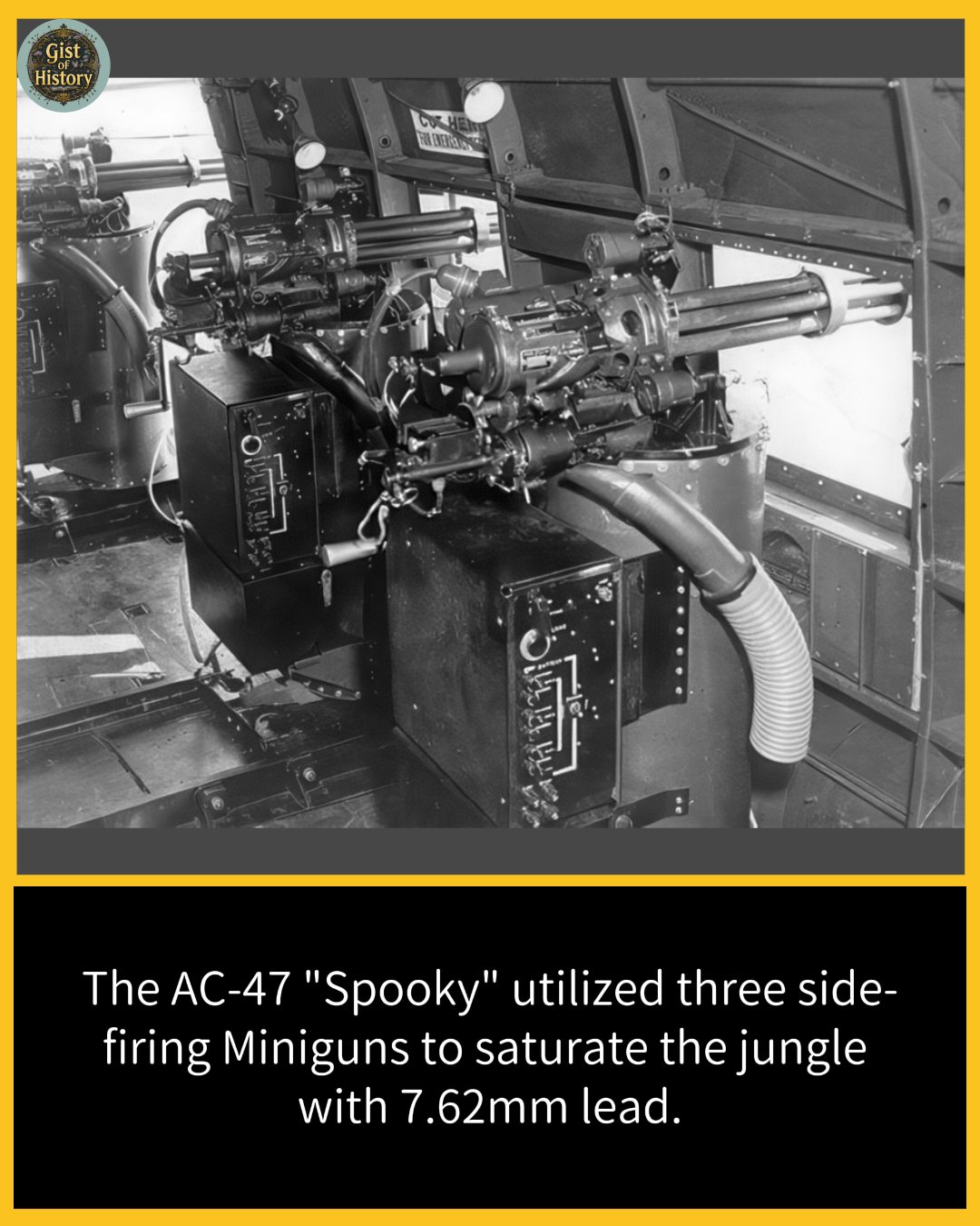 Three MXU-470/A minigun modules fitted to an AC-47D 'Spooky