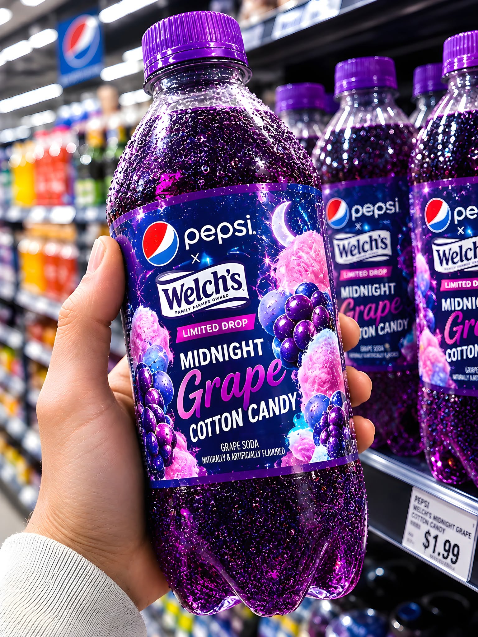PEPSI 黒と青のドット柄カップ Who's pumped to try the new Pepsi J-Cola Midnight coming in June's