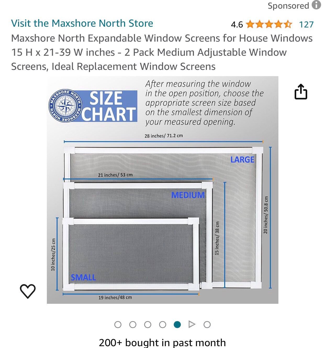 Home Intuition Adjustable Window Screen (2-Pack) - 19-33 Inches Wide, 15 Inch High