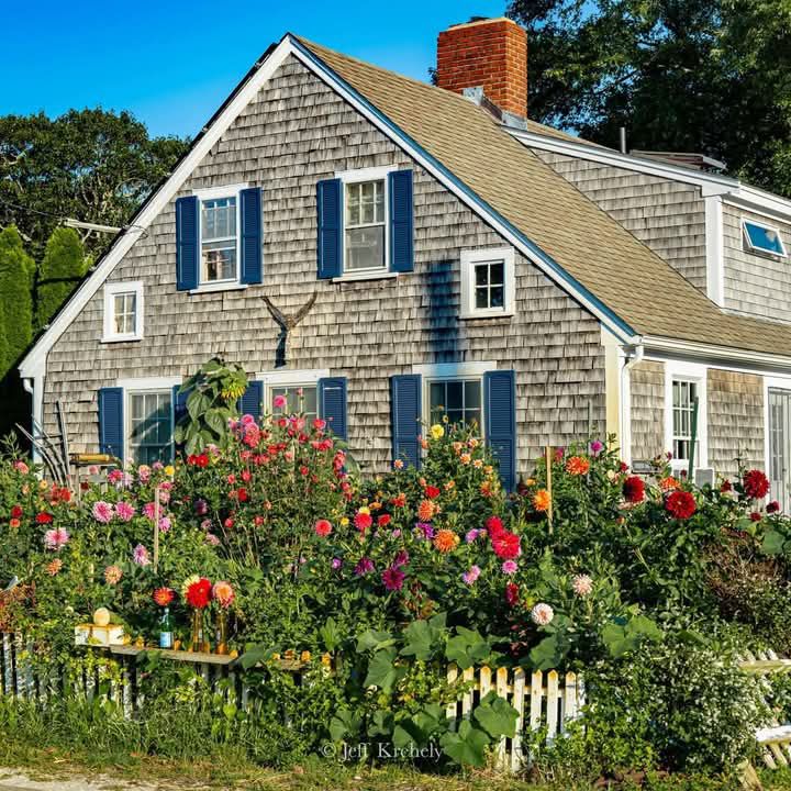 The dahlia house on Bradford Street in Provincetown's East End (MA