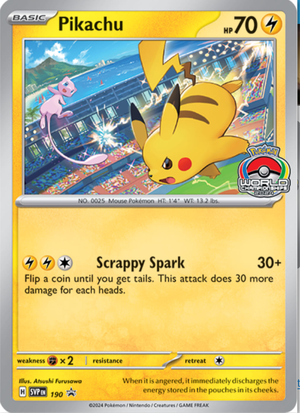 pikachu pokemon league card Surfing Black Star Promo #28 PSA 9 Lightning Thunderbolt (70) Discard all Energy attached to this Pokmon Pikachu Play Pokemon League SVP