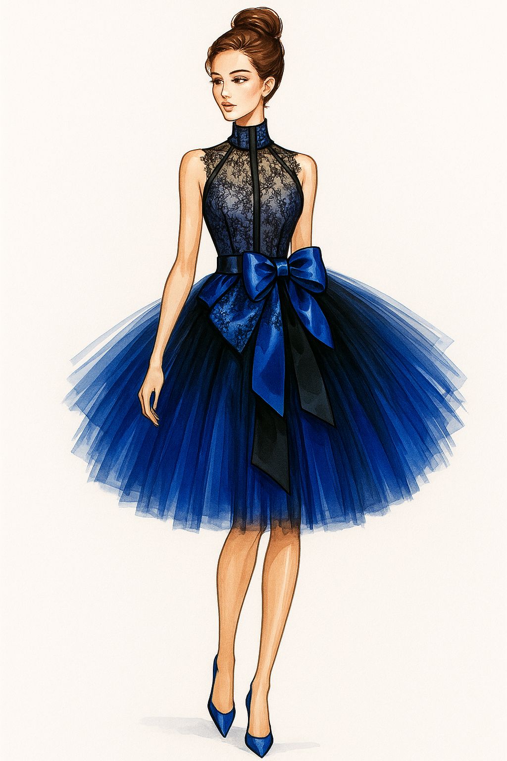 blue dress illustration of a as long as the