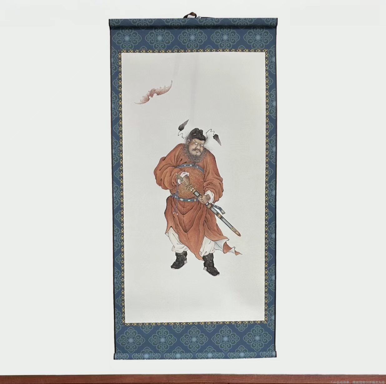 紅衣鍾馗淨尺寸40×85公分掛軸裝飾畫堅持手工裝裱，古法裝裱工藝結緣價