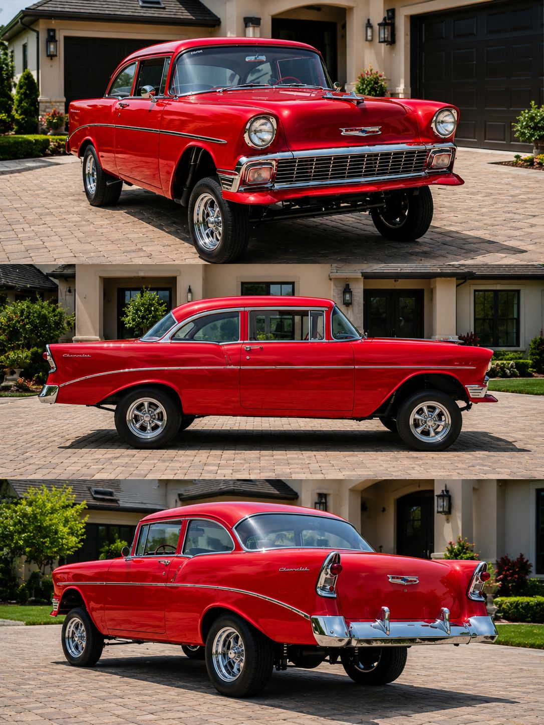 1957 Chevrolet 210 exterior giveaways for V8 vs inline-six engines
