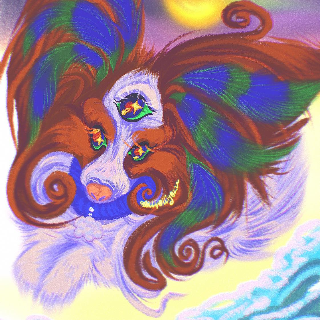 my papillon watches me draw #papillondog #drawing #artist #funny # ...