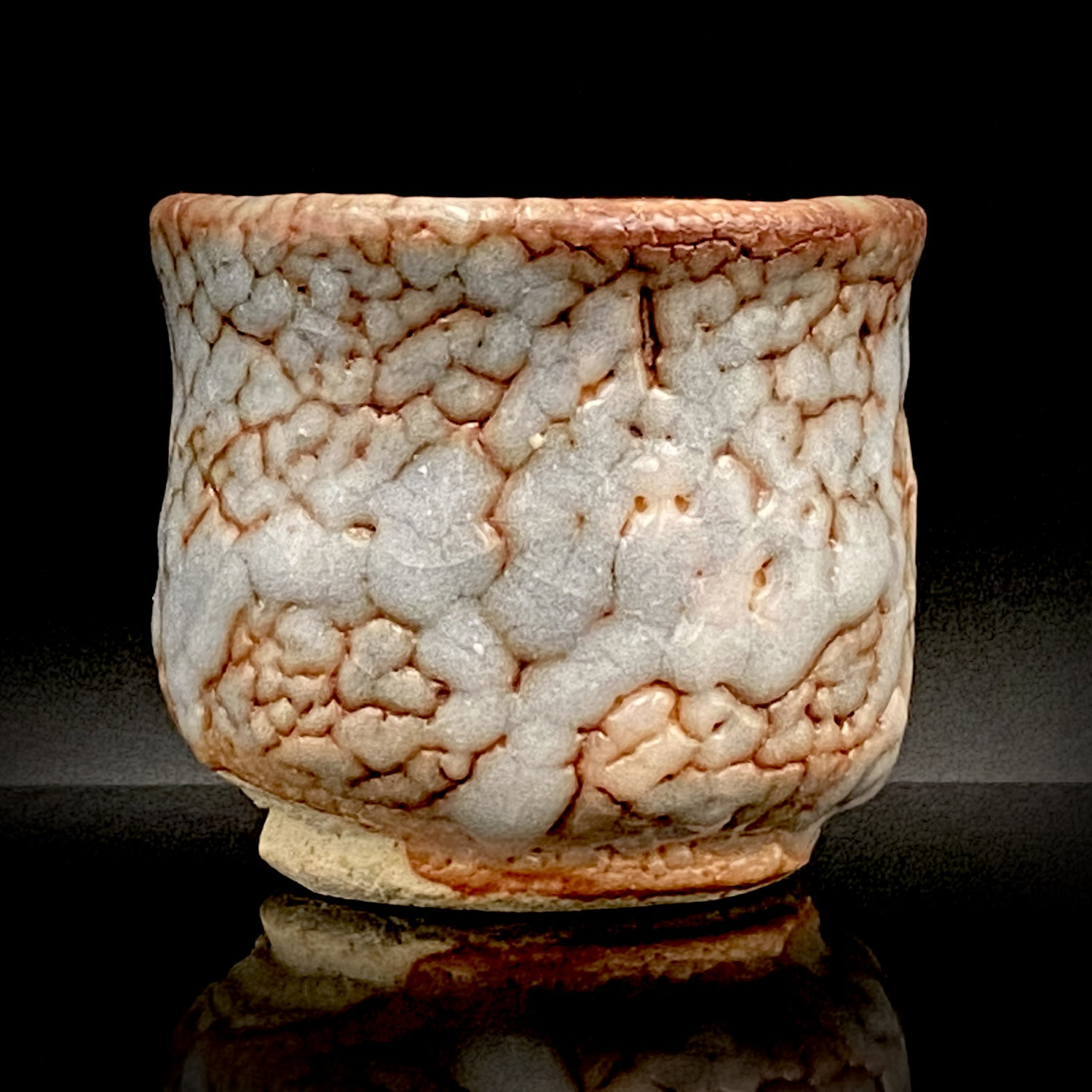 益子の作家、木村一郎柿釉薬の茶碗です。