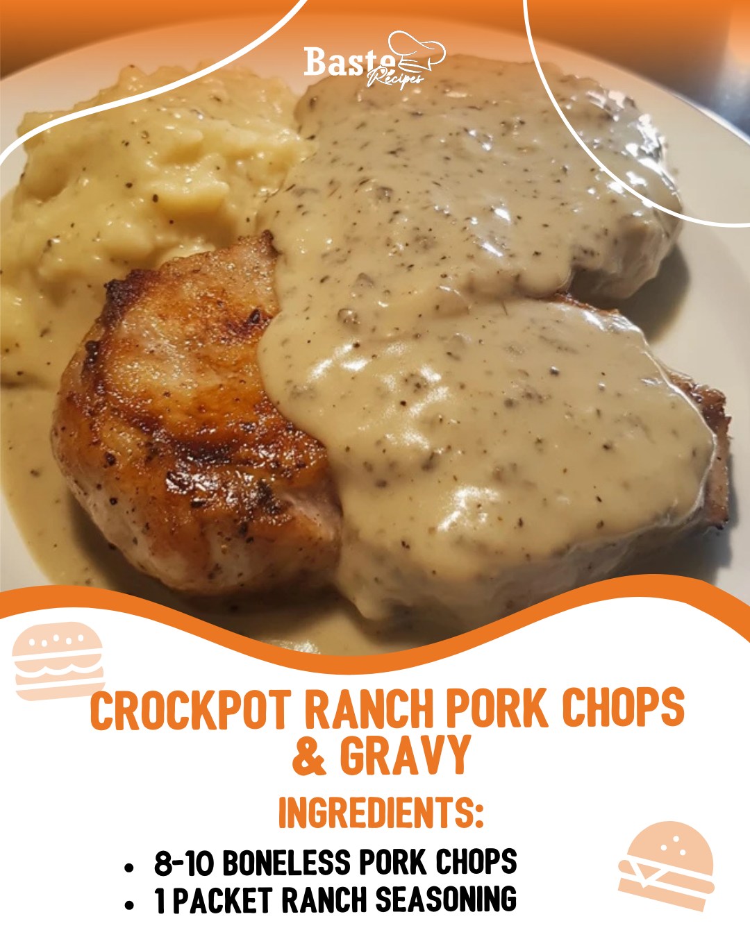 crockpot pork chops with ranch dressing and brown gravy mix & Ingredients: * 4–6 boneless pork chops * 1 packet seasoning * 1 packet gravy * 1 can cream of chicken soup * 1 cup Buy Yellow Halter Neck