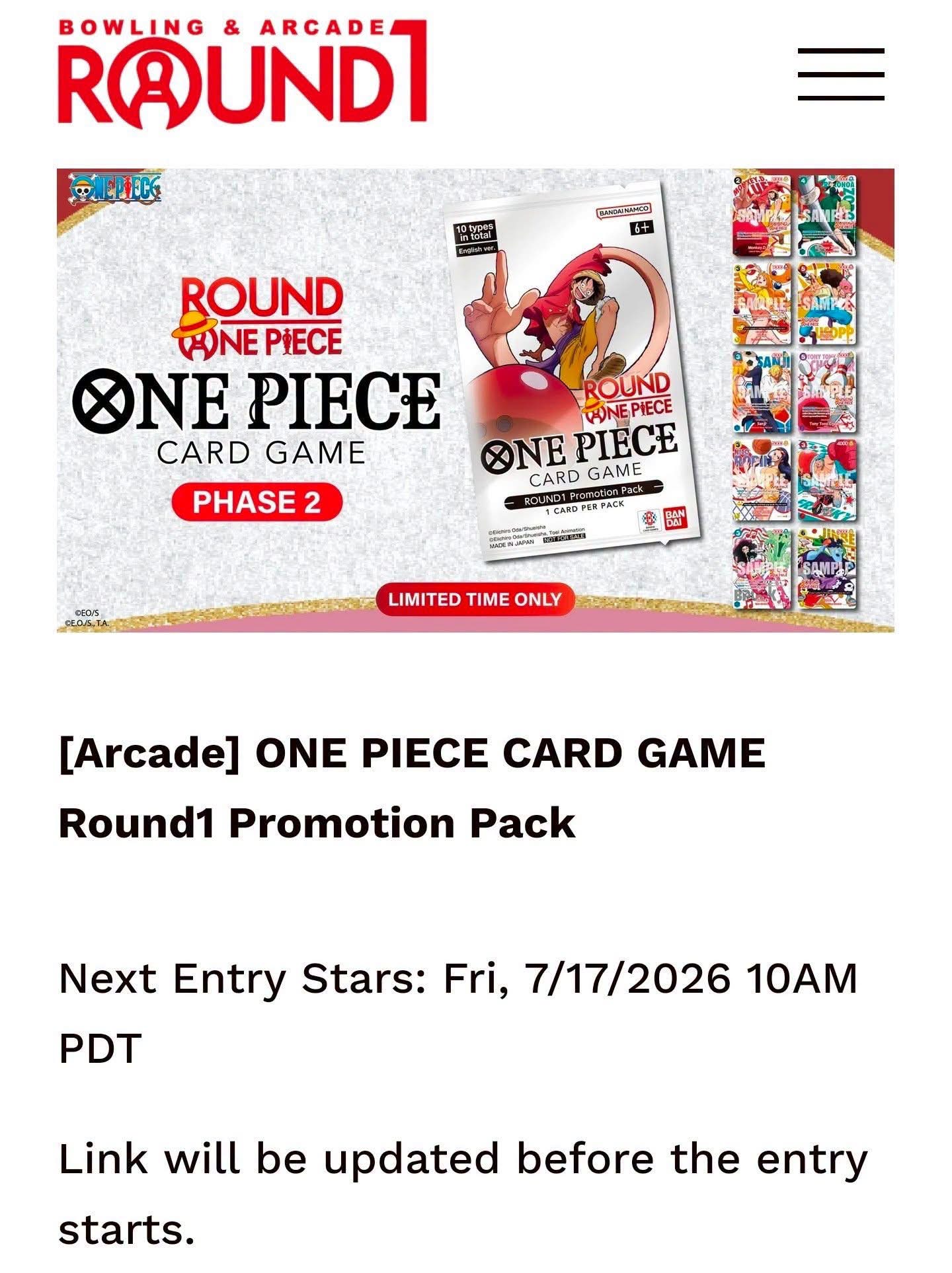 One Piece Card Game Round 1 promo packs phase 2 release