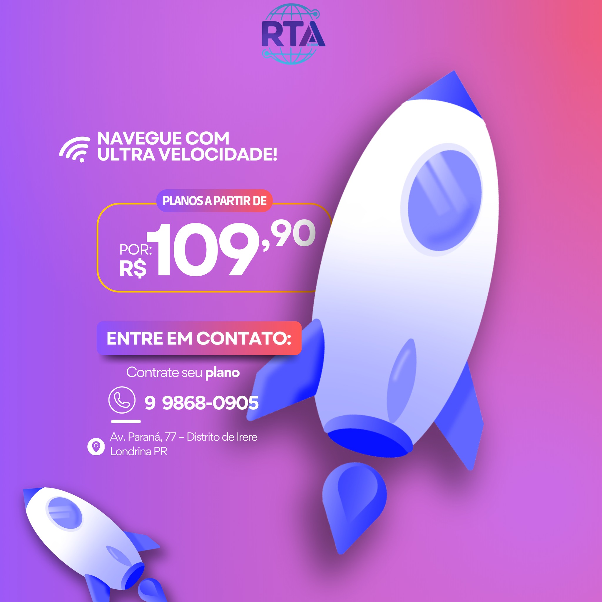 RTA Telecom - 👉 Somos a RTA Telecom.📶 🌐 Oferecemos... | Facebook