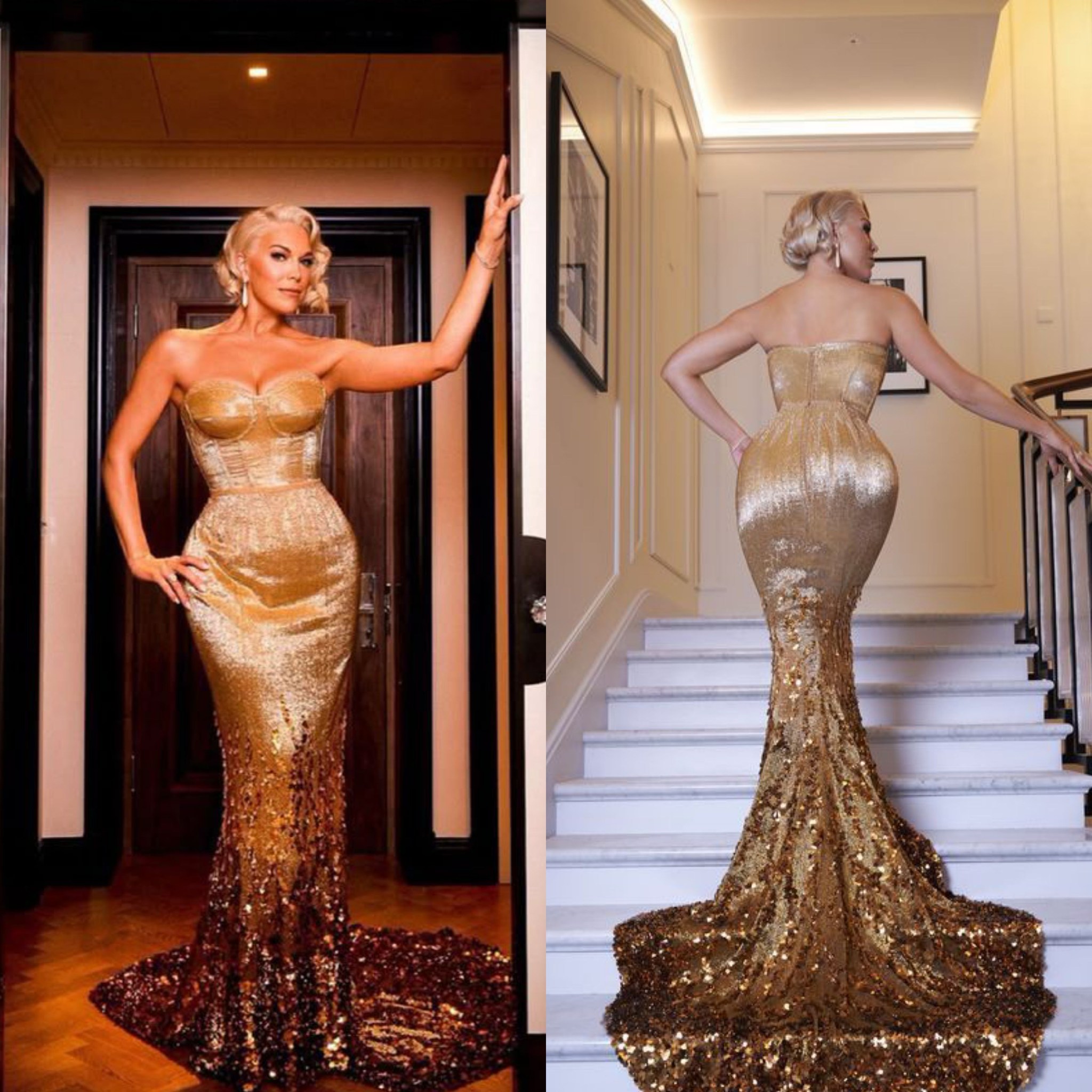 hannah waddingham gold dress in sequined gown remove-from-faire
