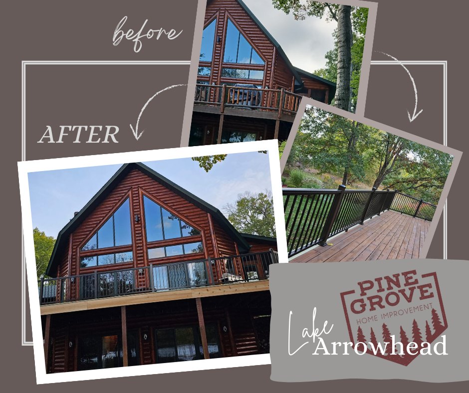 Pine - Lake Arrowhead deck railing reveal! We installed a maintenance ...