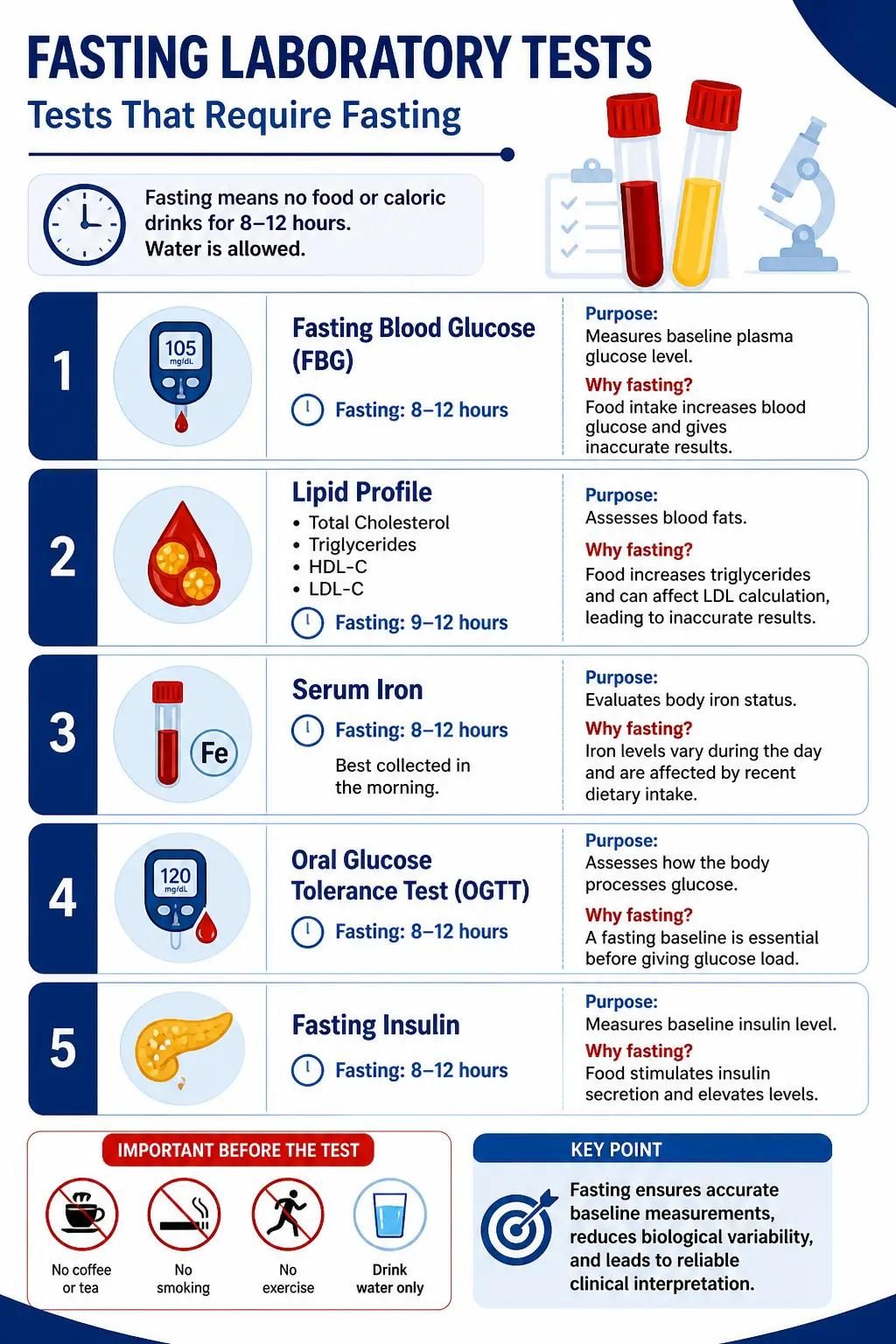 📢 ＦＡＳＴＩＮＧ ＧＵＩＤＥ ＲＥＭＩＮＤＥＲ！ Planning for your lab tests? Make sure you're fasting the right way for accurate results! 🩺 FBS/OGTT: Fast for 𝟖-𝟏𝟎 𝐡𝐨𝐮𝐫𝐬 🩺 Lipid Panel: Fast for 𝟏𝟎-𝟏𝟐 𝐡𝐨𝐮𝐫𝐬