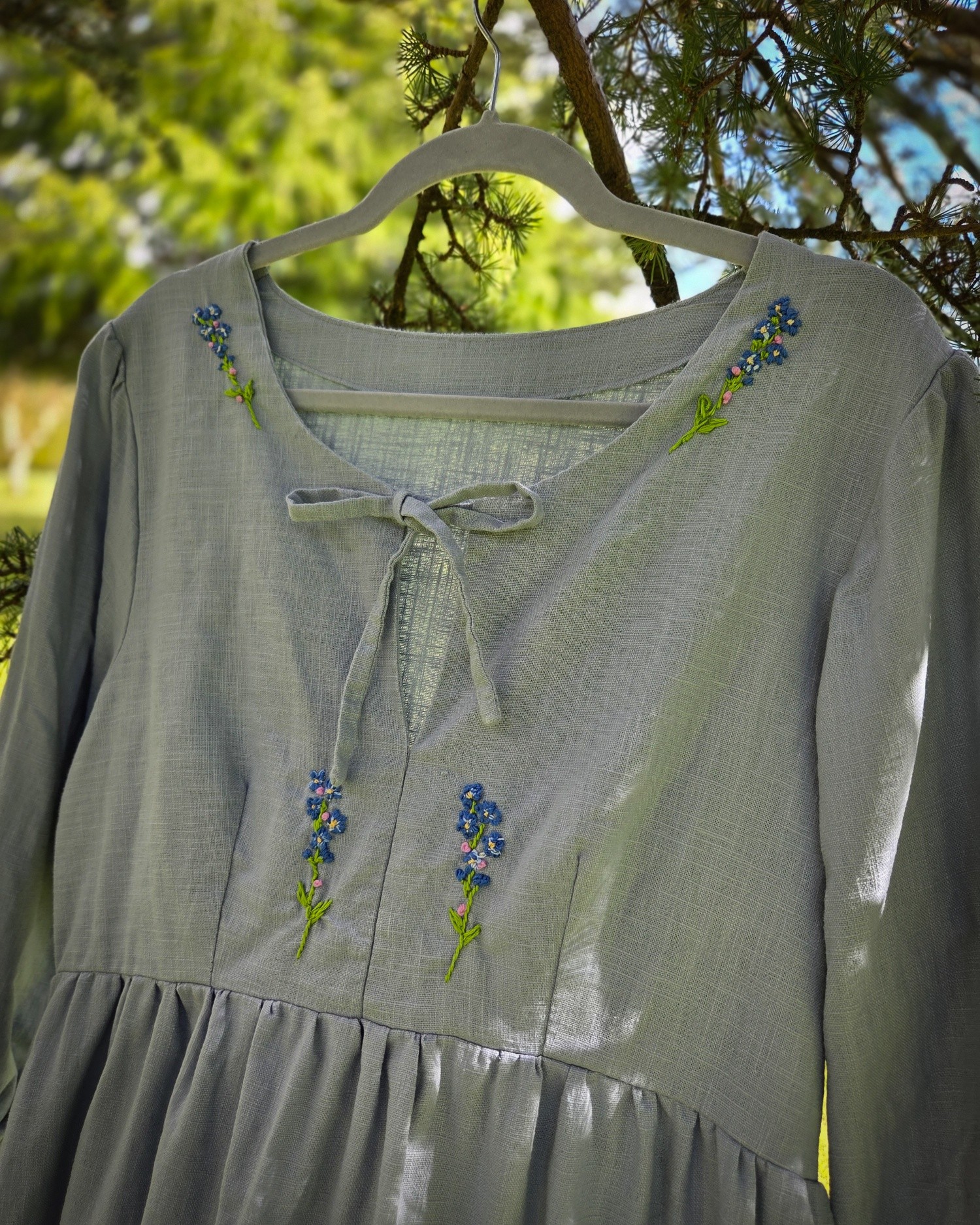 chinese dress ladies Pure Linen Handmade Bicolor Positano Long Dress M