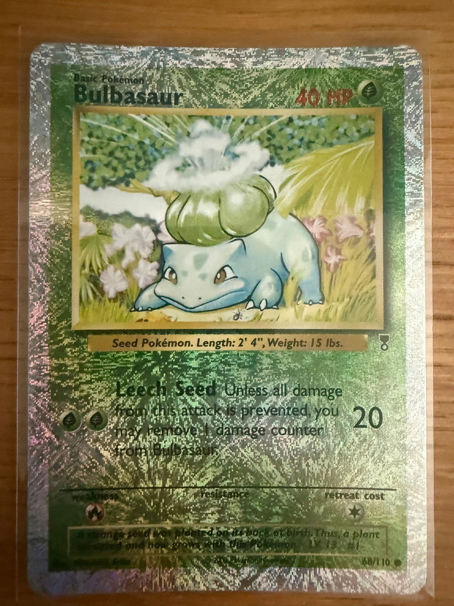 1995 bulbasaur pokemon card  Base Set First Edition #44(Shadowless) RarityClassic Collection Hit Points40 HP Grass Bulbasaur Pokemon TCG 1995 44/102