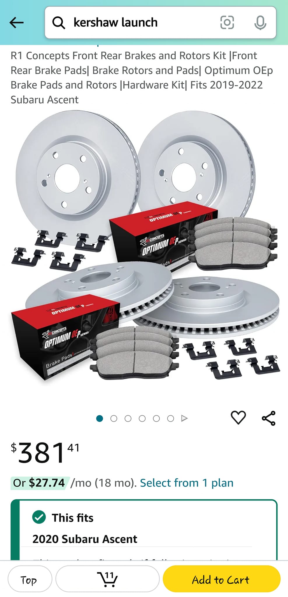 J  Subaru Ascent Brake Replacement with r1 Brand