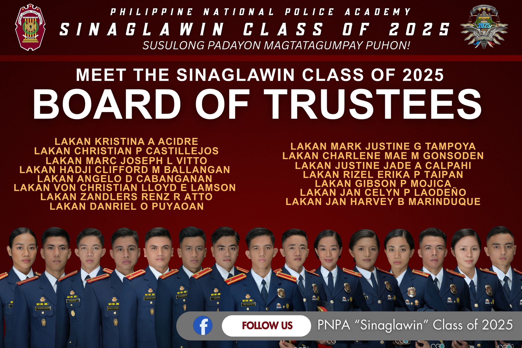 PNPA - 𝙋𝙉𝙋𝘼 𝙎𝙄𝙉𝘼𝙂𝙇𝘼𝙒𝙄𝙉 𝘾𝙇𝘼𝙎𝙎 𝙊𝙁 𝟮𝟬𝟮𝟱 𝘽𝙊𝘼𝙍𝘿 𝙊𝙁 𝙏𝙍𝙐𝙎𝙏𝙀𝙀𝙎 PNPA SINAGLAWIN ...