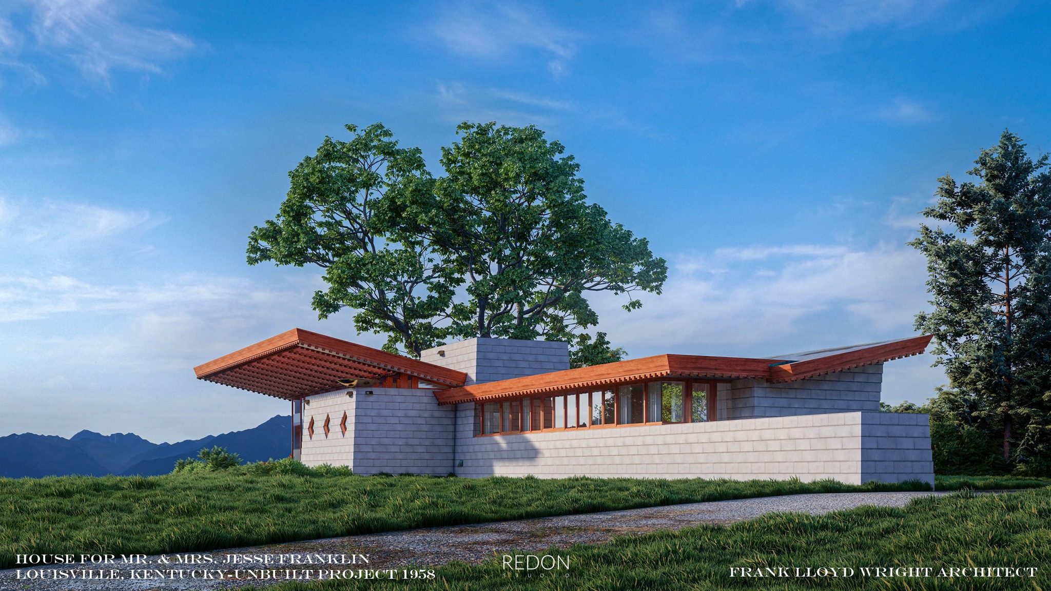 Frank Lloyd Wright's unbuilt house for Mr. & Mrs. Jesse Franklin