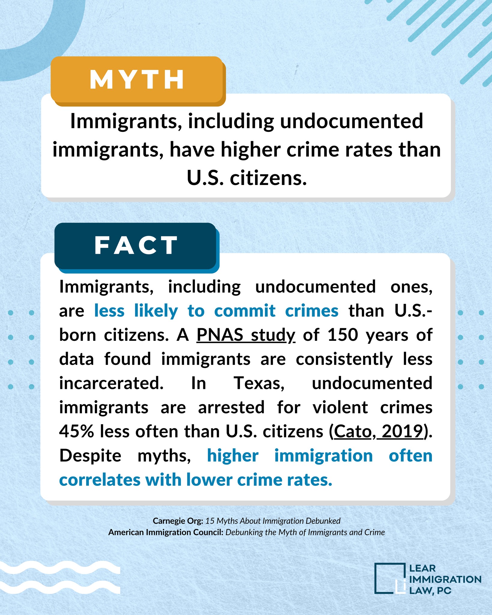 Lear - 🚫 MYTH: Immigrants commit more crimes than U.S. citizens. FACT ...