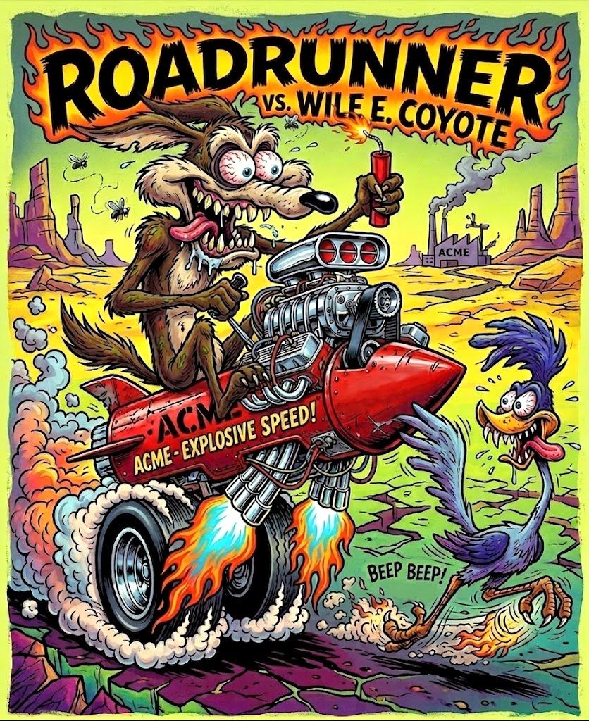 Road Runner and Wile E. Coyote - Harley Davidson