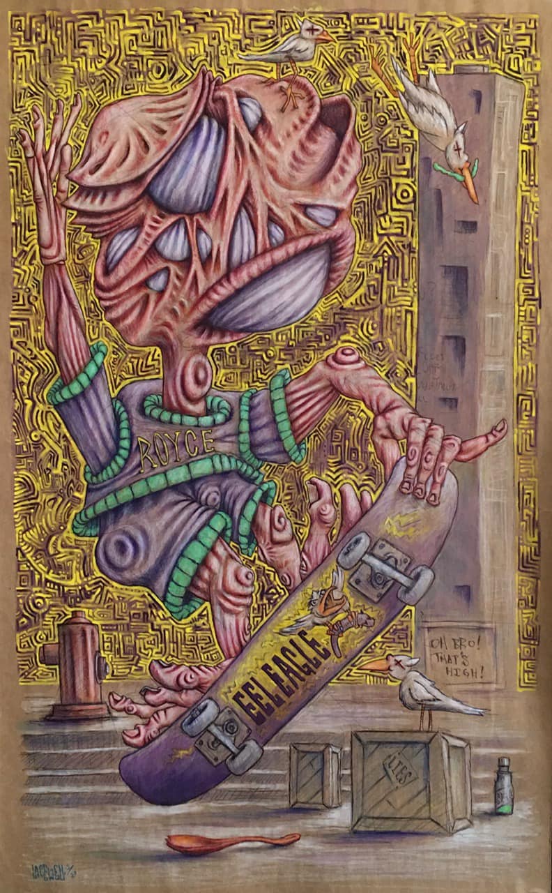 Skater inspiration behind mixed media art