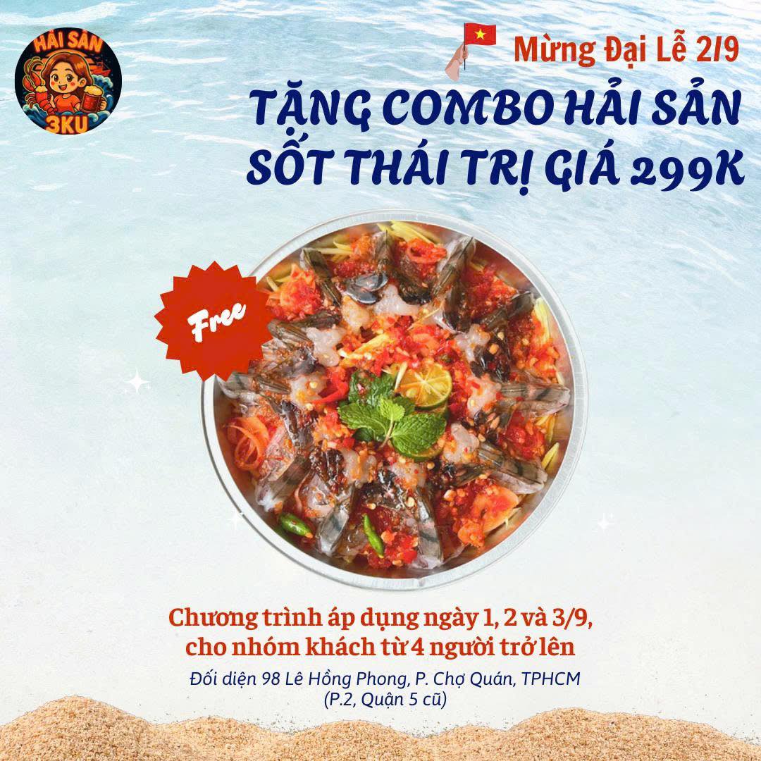 Hải Sản 3Ku - 🇻🇳 𝐌𝐔̛̀𝐍𝐆 Đ𝐀̣𝐈 𝐋𝐄̂̃ 𝐐𝐔𝐎̂́𝐂 𝐊𝐇𝐀́𝐍𝐇 𝟐/𝟗 –... | Facebook