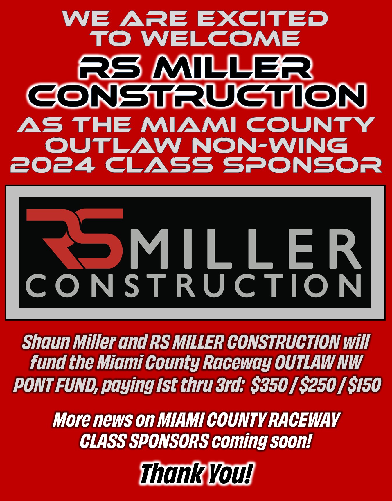Welcome aboard, SHAUN MILLER and RS... - Miami County Raceway | Facebook