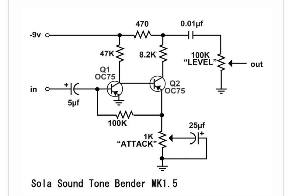 Tone Bender MK1.5 DIY guitar pedal with AC125 transistors