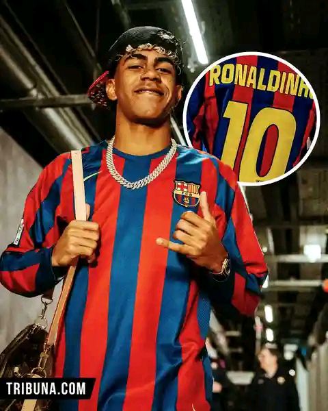 Ronaldinho and Lamine Yamal play football outside McDonald's