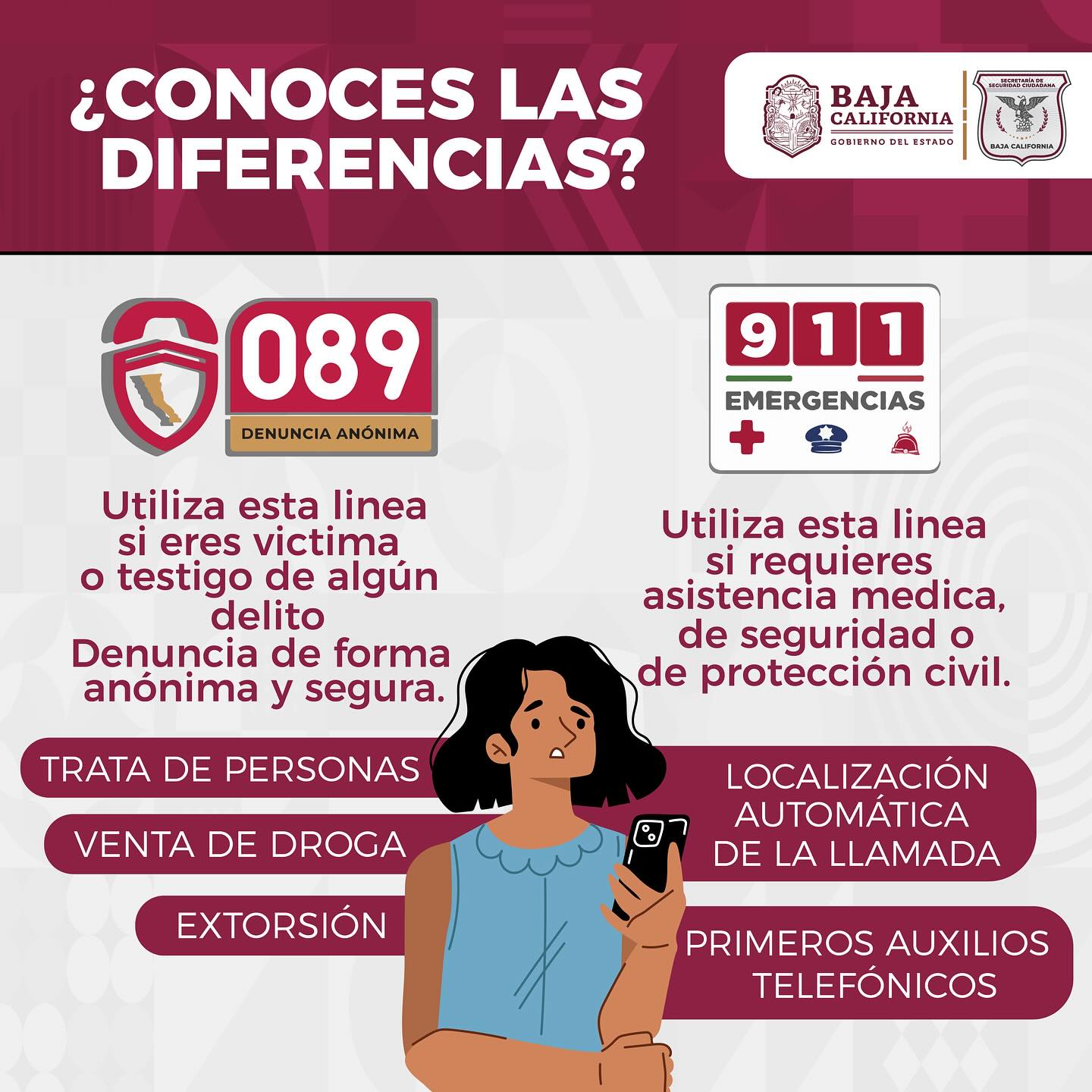 Secretariado - ¿Sabes cuándo llamar al 911 y cuándo al 089? 👀 Cada ...