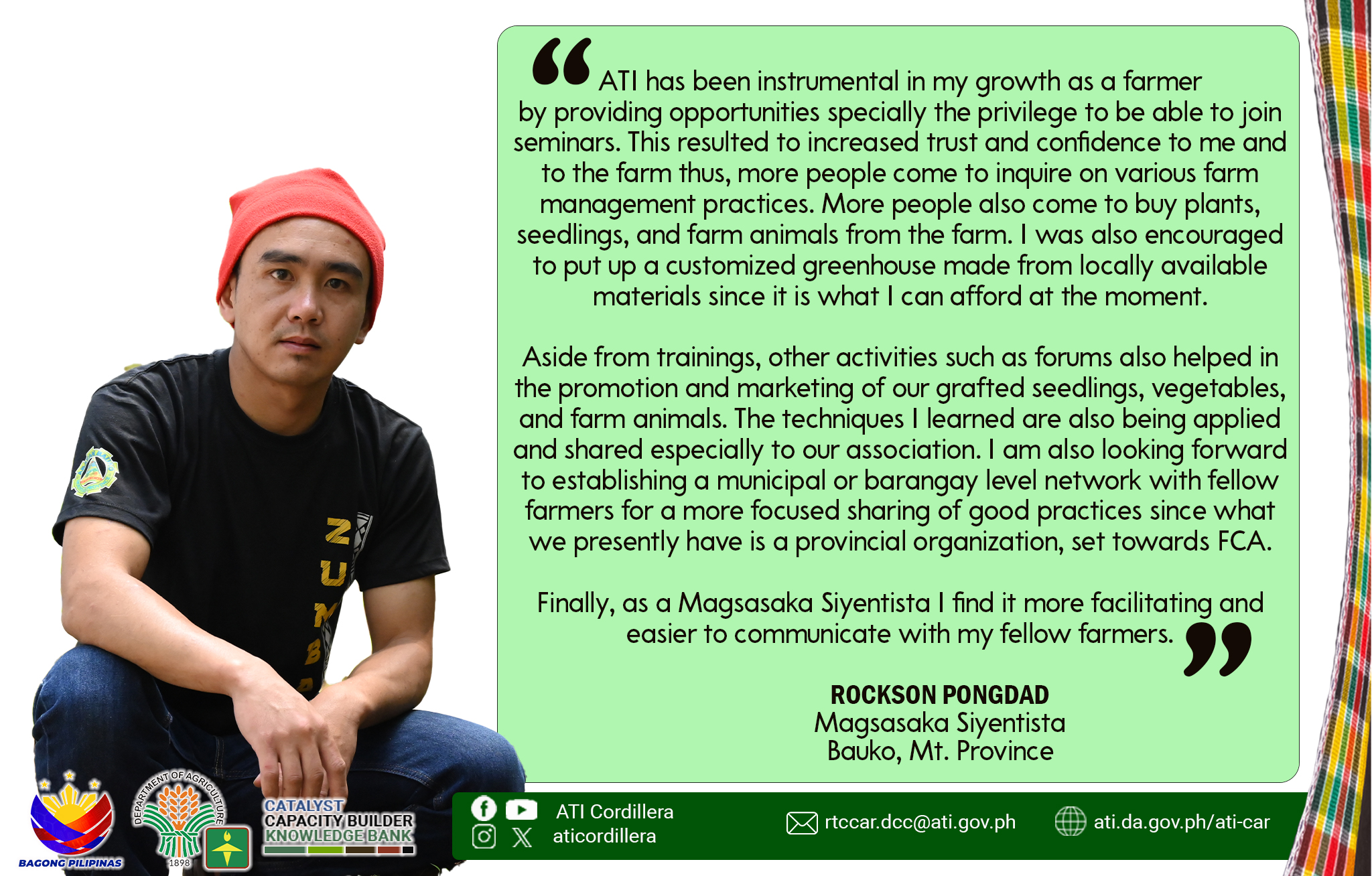 ATI - Mr. Rockson Pongdad, the Magsasaka Siyentista (MS) of Bauko, Mt ...