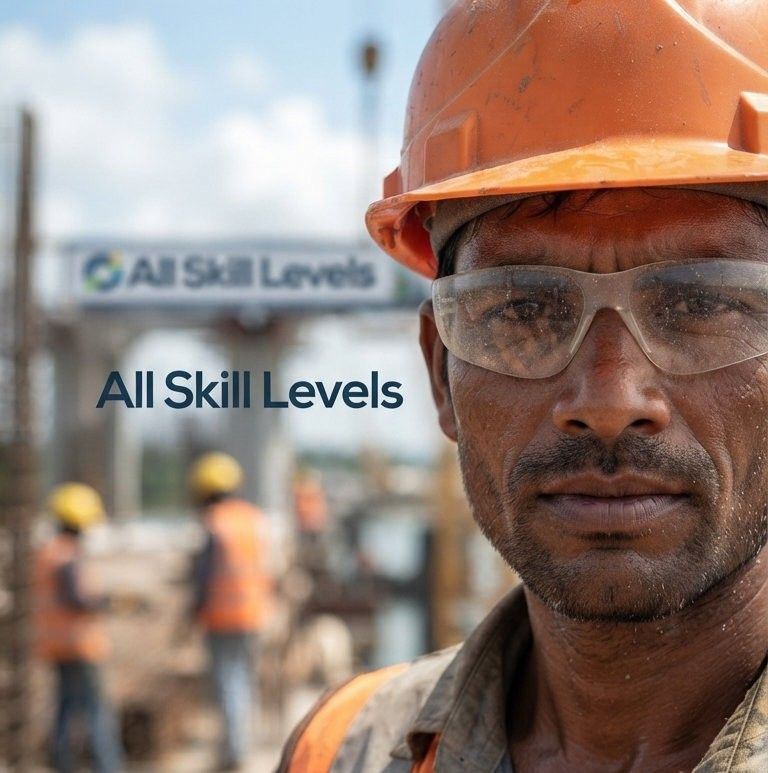 A massive, hollow concrete bridge segment under active construction ...