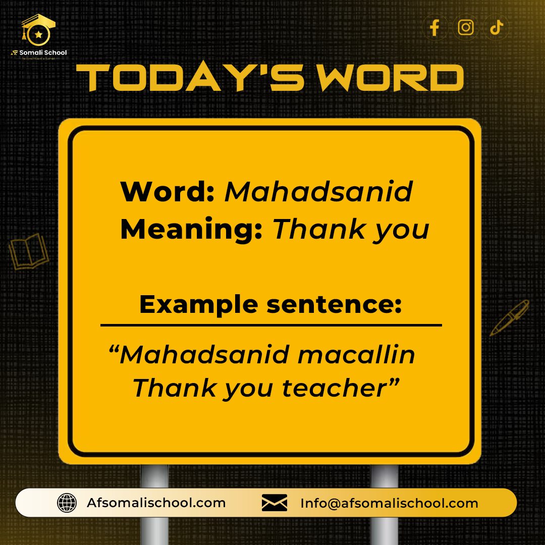 Af - Learn a new Somali word every day with Af-Somali School. Start ...