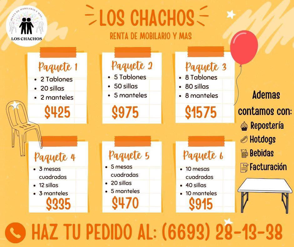 Renta de Mobilario Los Chachos | Mazatlán