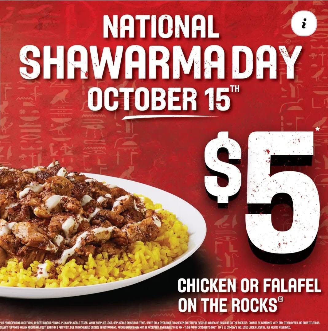 Osmows - #NATIONAL #SHAWARMA #DAY – OCTOBER 15, 2025! Osmow’s Shawarma ...