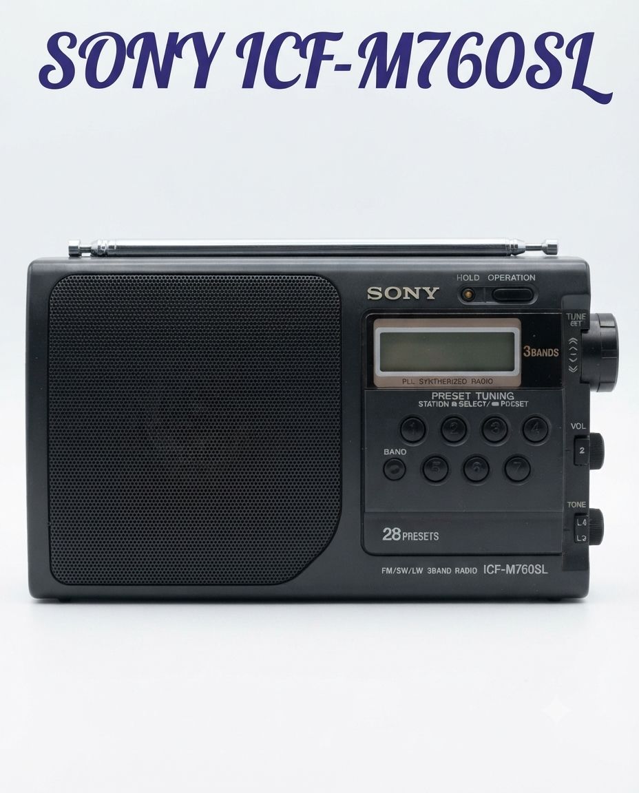 Sony ICF-9580W AM/FM 2-band radio with a Bass Reflex System.