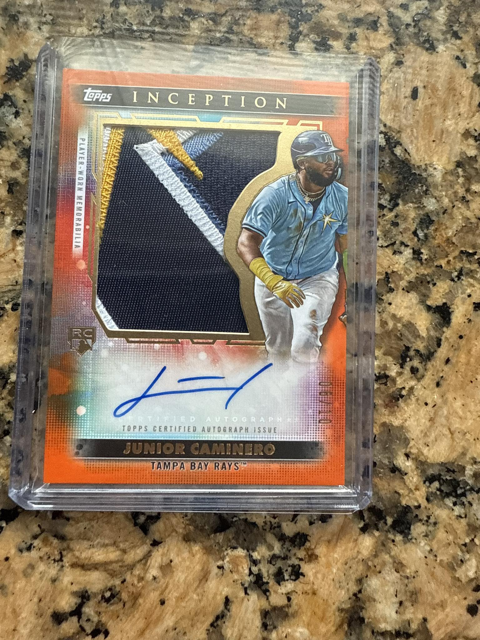Junior Caminero rookie jumbo patch from Topps Transcendent