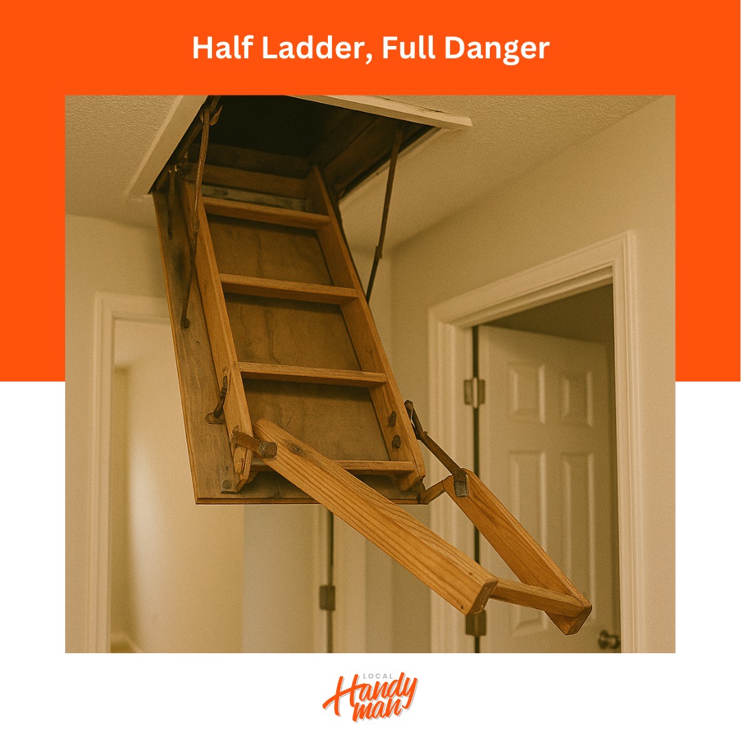 Local - 🪜 ATTIC LADDER ADVENTURES! Just repaired an attic pull-down ...
