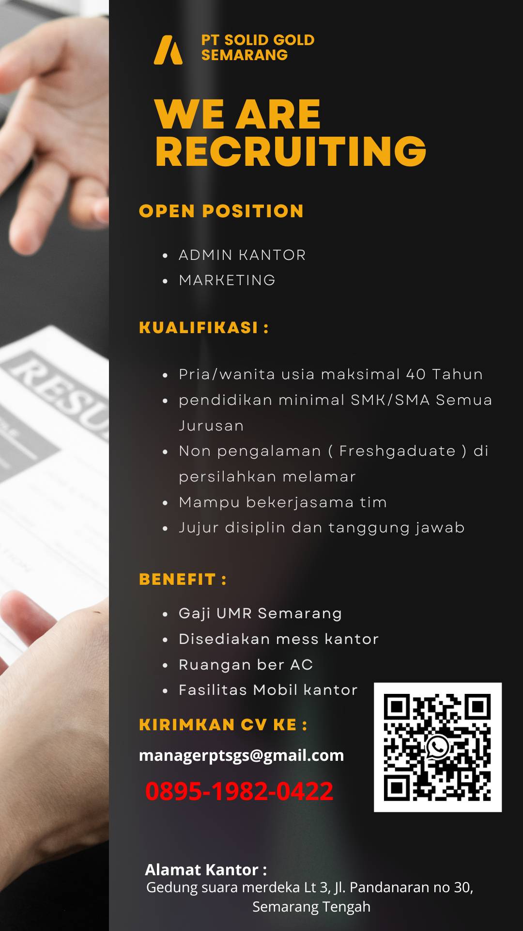 Lowongan - 📢 WE ARE HIRING – STAFF ADMIN OFFICE PT. Kalpataru Bangun ...