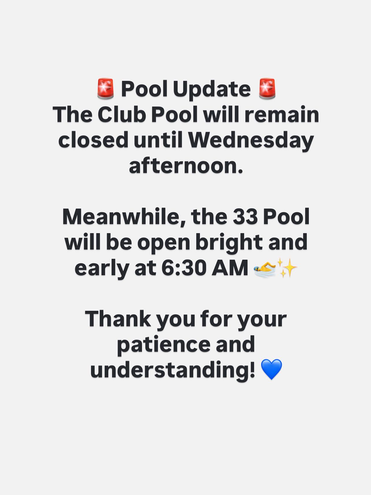 🚨 Pool Update 🚨 The Club Pool will... - YMCA Garfield NJ | Facebook