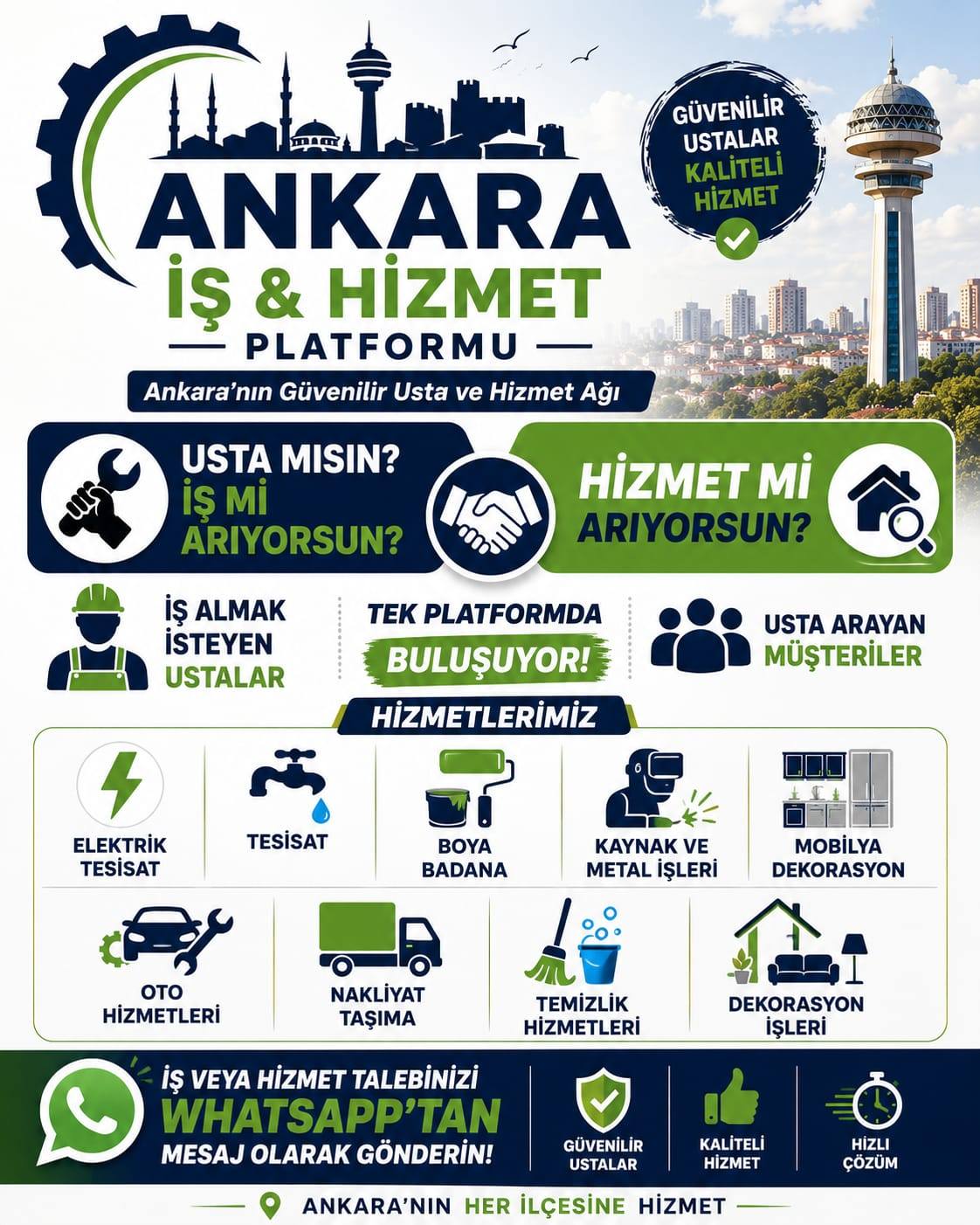 هم GÜVENİLİR USTALAR KALİTELİ HİZMET İş & HİZMET PLATFORMU Ankara'nı '