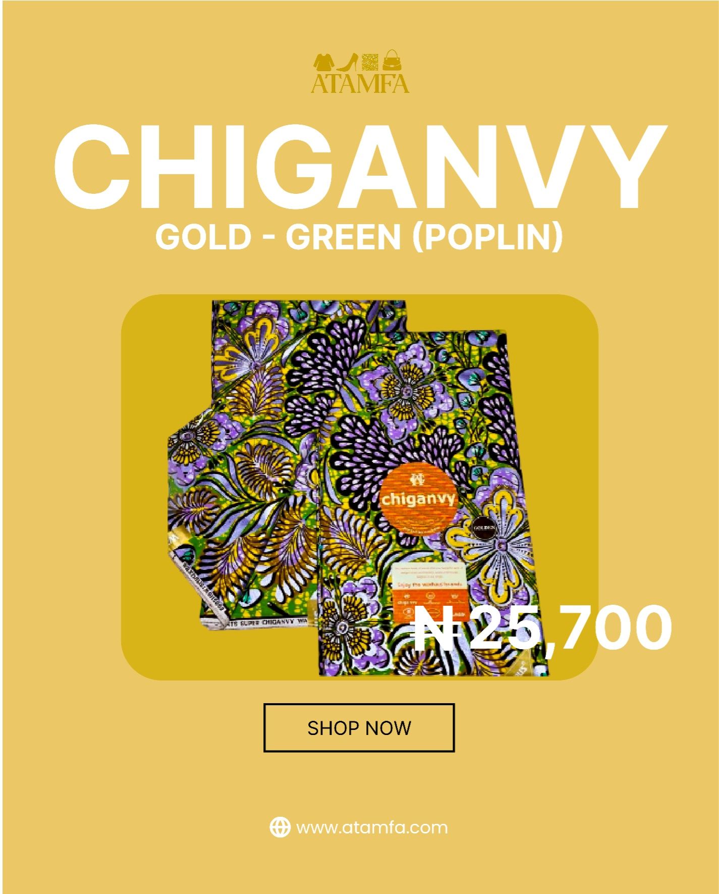 Atamfa - Spotlight on a show-stopper! Chiganvy Green-Gold Poplin is ...