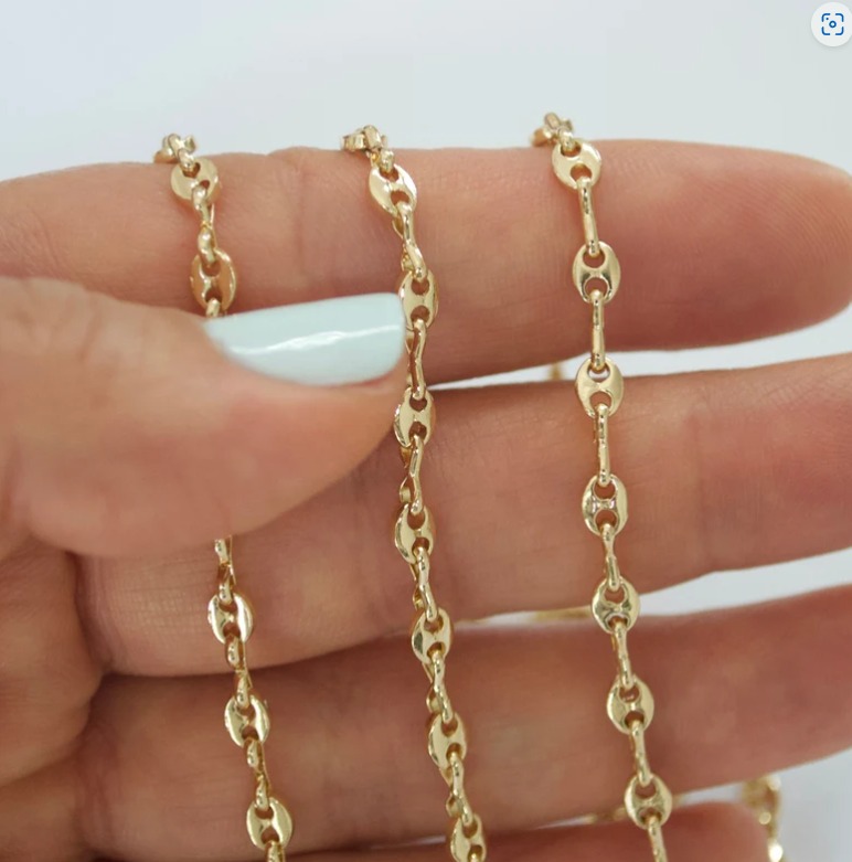 6mm Puffed Mariner Anchor Link Chain Necklace REAL 10K