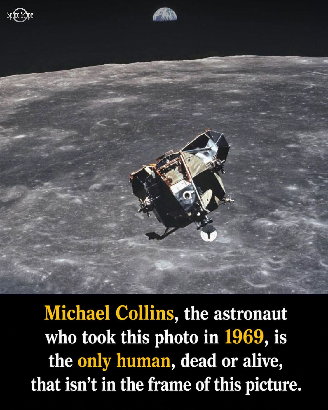 In July 1969, astronaut Michael Collins captured this iconic