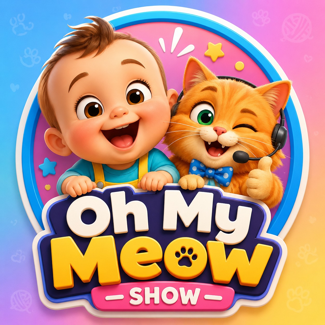 The baby is excited to introduce a new teddy bear... but the cat couldn ...