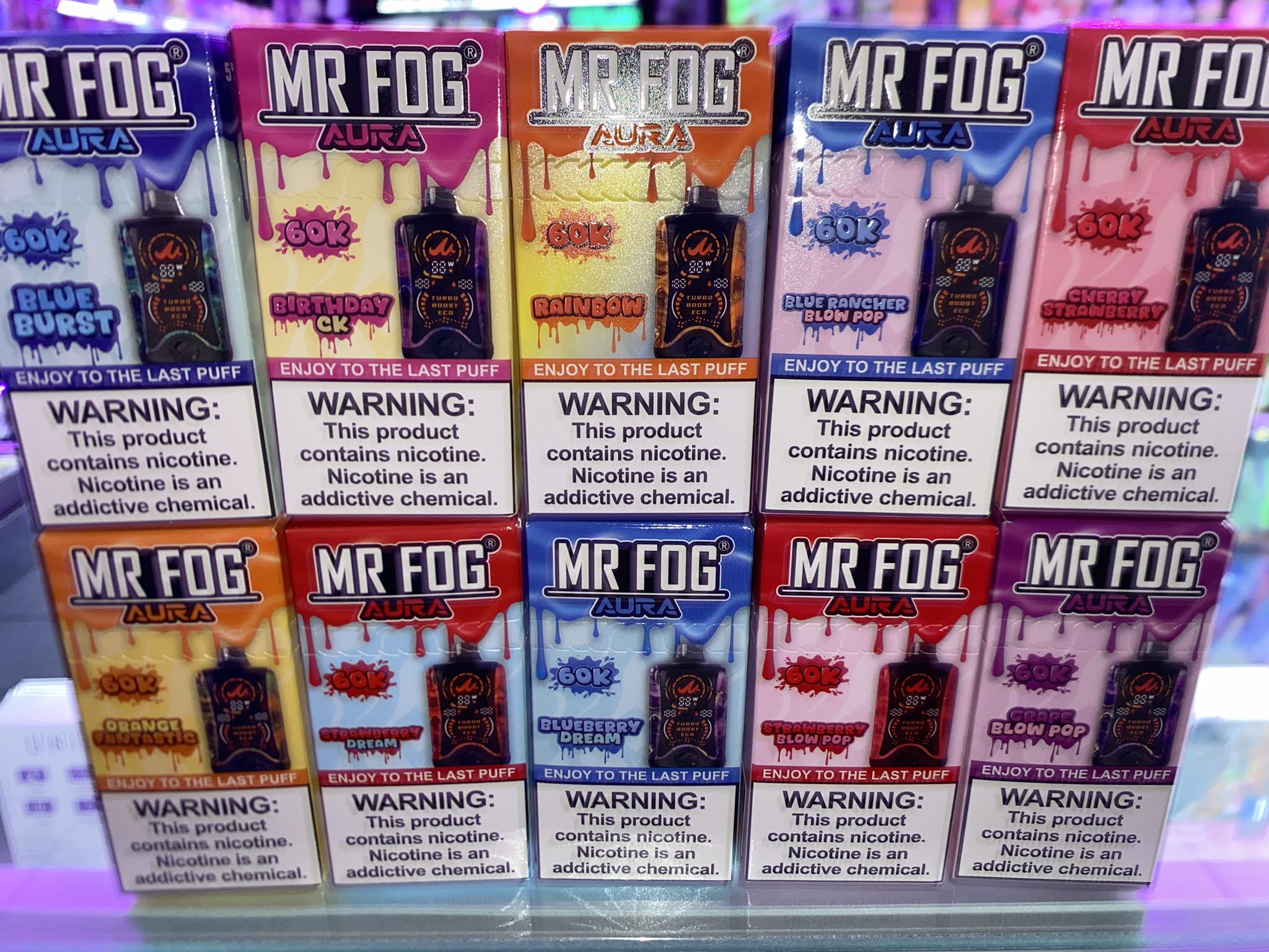 fog flavors 🔥 NEW IN THE SHOP – MR AURA 60K PUFFS! 🔥 60,000 puffs… yeah you read that right. These things are absolute monsters 💨 we just put out: 🍰 Birthday Offer:2 for £15 Pods FLAVOR:Spearmint Watermelon NC Disposable ban :