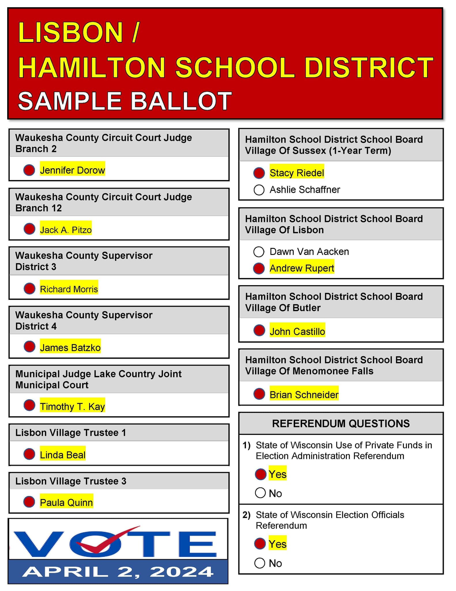 Stacy Riedel for Sussex Hamilton School Board | Sussex WI