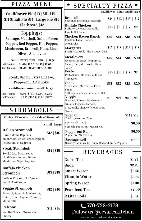 Our current menu is officially up to... - Cesare’s Kitchen | Facebook