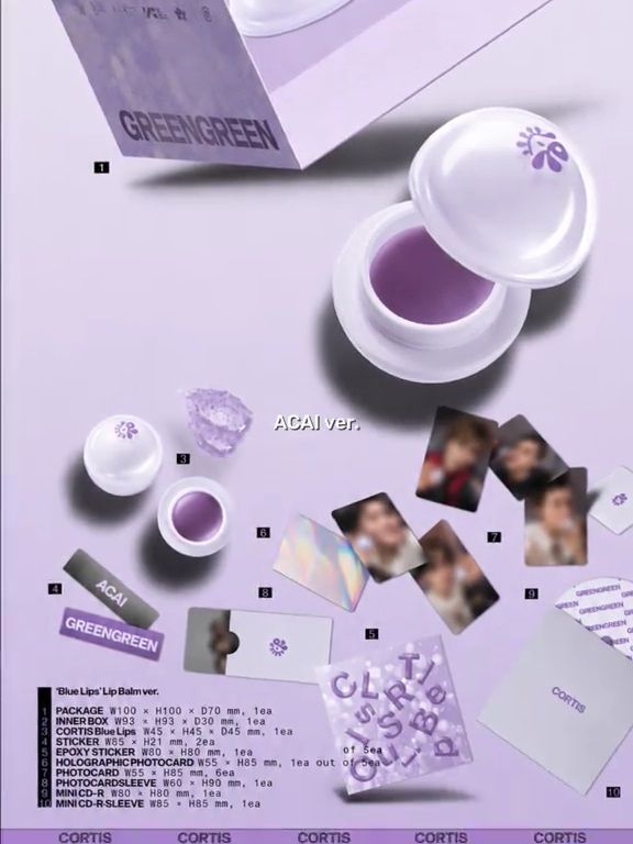 Cortis lip balm inspired by Redred, Acai, TNT, and Wassup songs