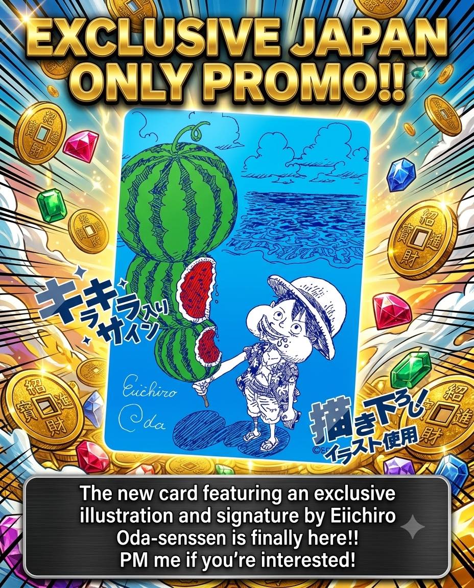 One Piece card game items featuring Oda-sensei's illustrations